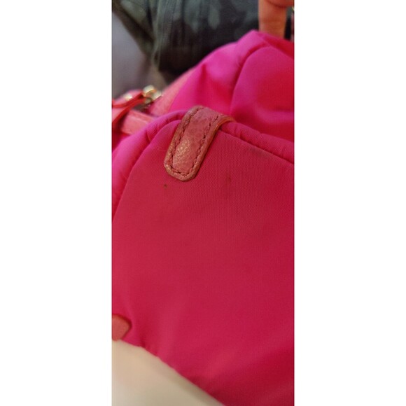 Kate Spade Pink/Fuchsia Purse Handbag Double Strap Short Drop Faux Leather Trim - Picture 12 of 16